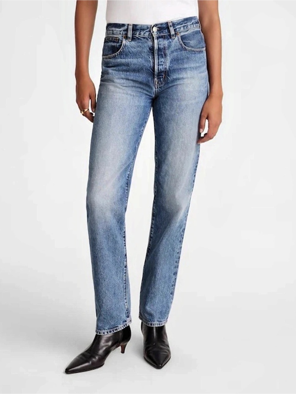 NWT Madewell Longline Straight Jean Atlin Wash Button Fly High Rise 28